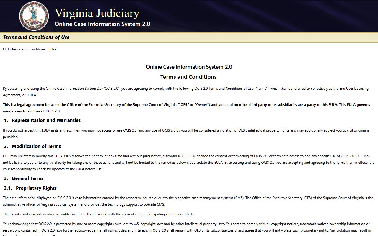 Loudoun County court records after jail arrest OCIS statewide search
